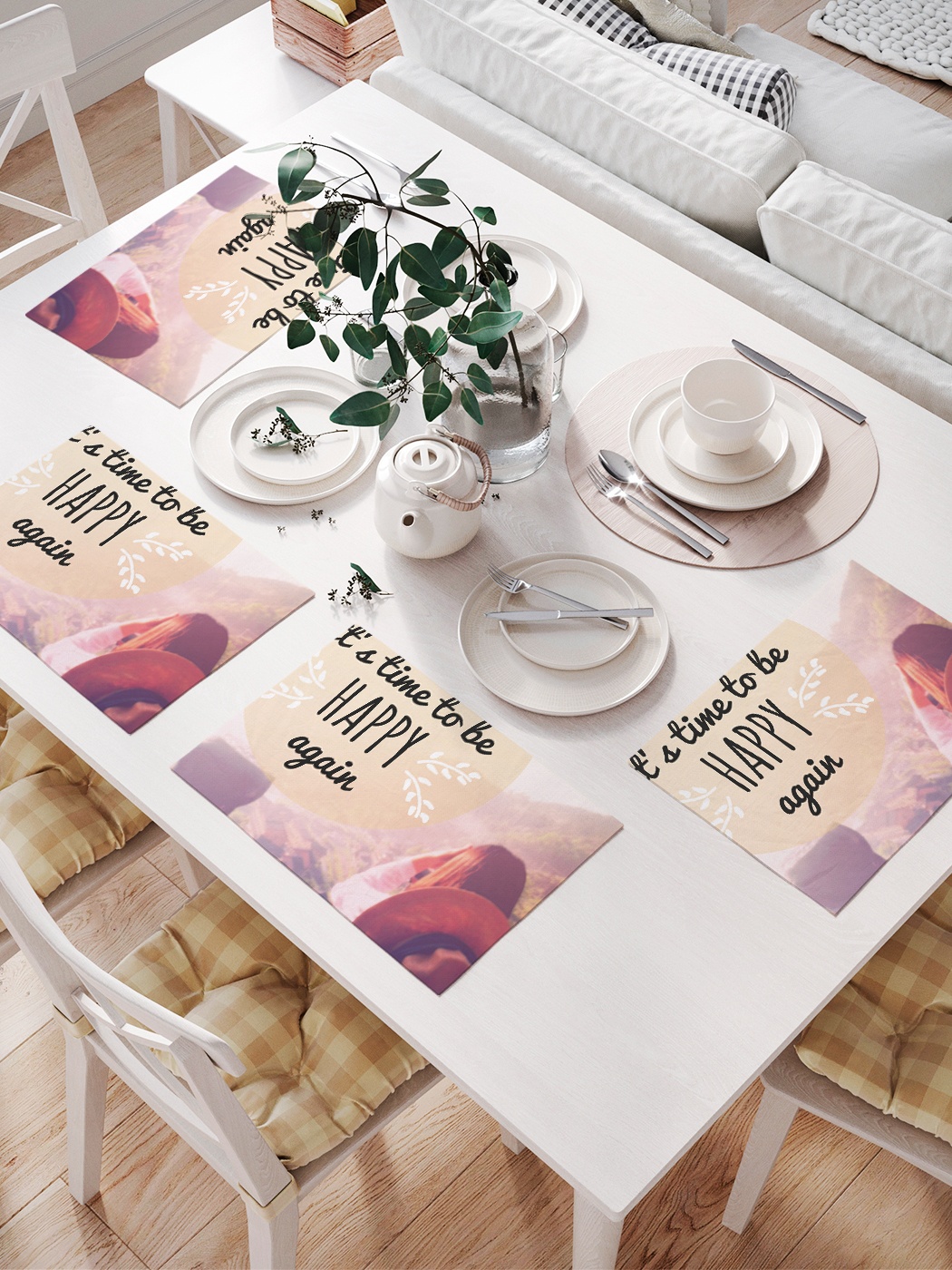 

Комплект салфеток для сервировки стола «Будь счастлив» (32х46 см, 4 шт.), Розовый;черный;коричневый