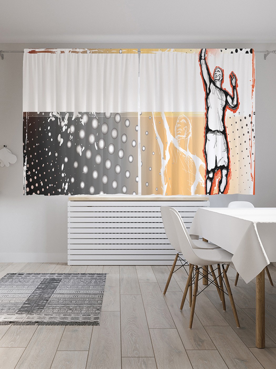 фото Шторы с фотопечатью "мяч в кольцо" из сатена, 290х180 см joyarty