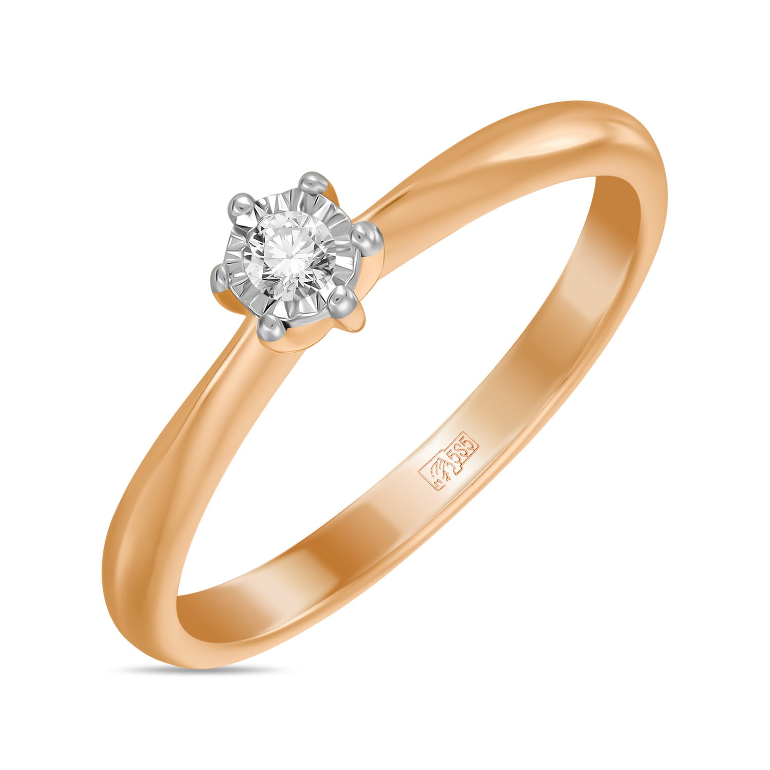 Кольцо помолвочное из красного золота с бриллиантом р. 17.5 MIUZ Diamonds R01-PL-34966