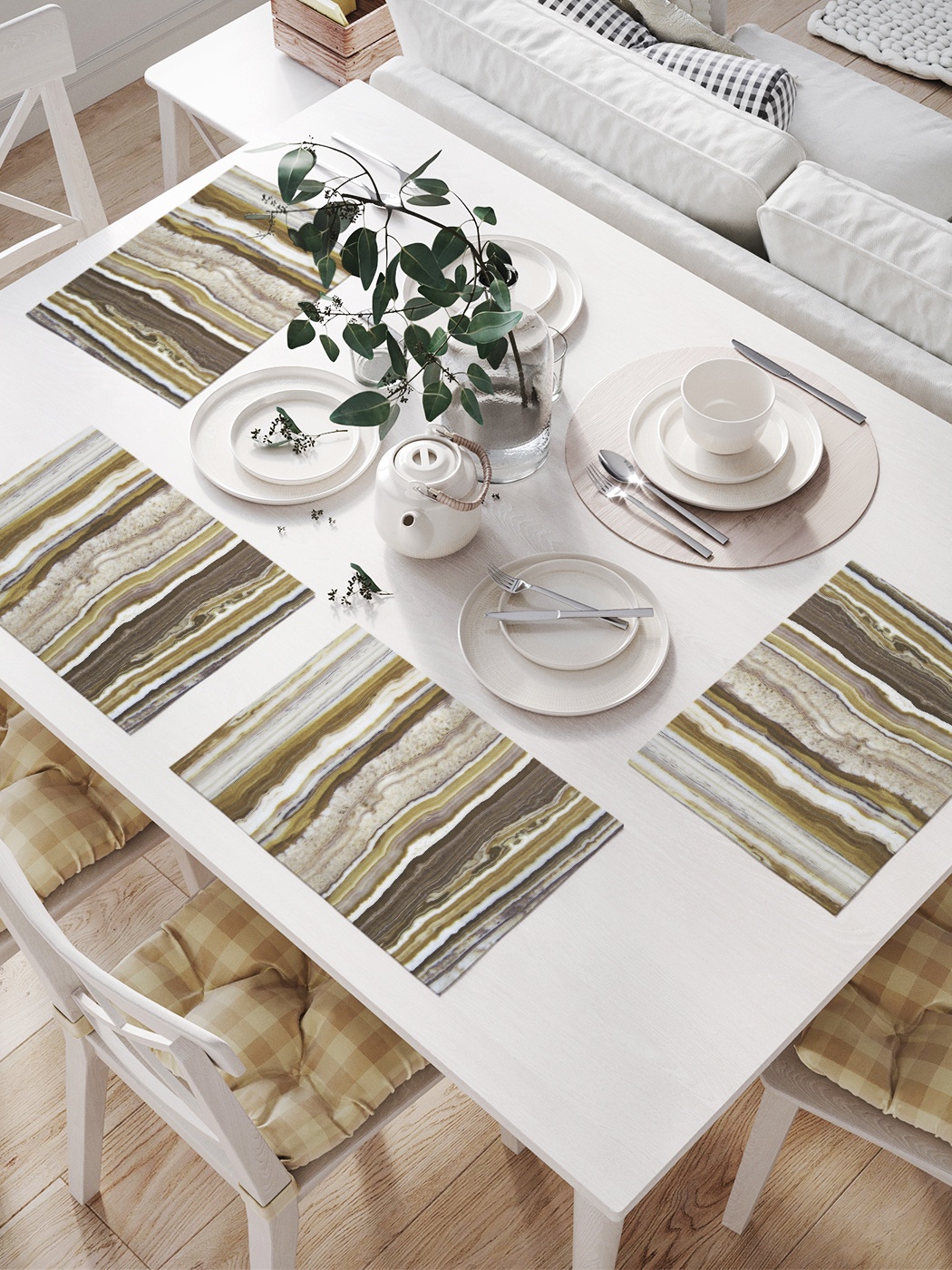 

Комплект салфеток для сервировки стола «Размытые полосы» (32х46 см, 4 шт.), Коричневый;серый;белый