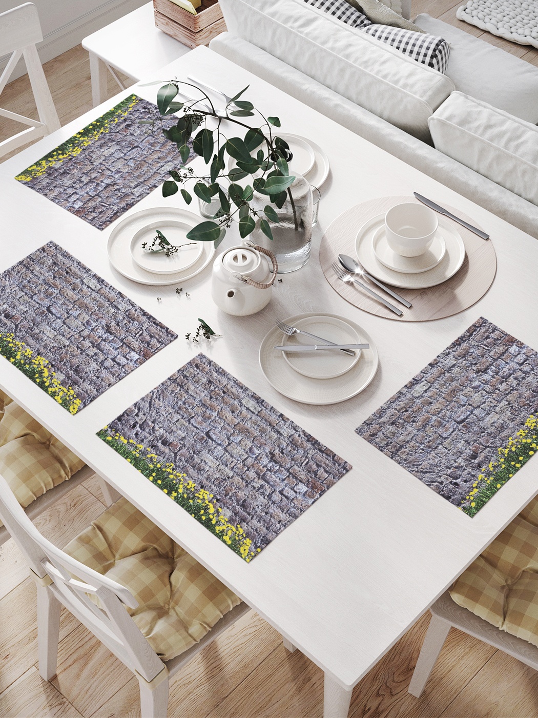 фото Комплект салфеток для сервировки стола «стена с цветами» (32х46 см, 4 шт.) joyarty