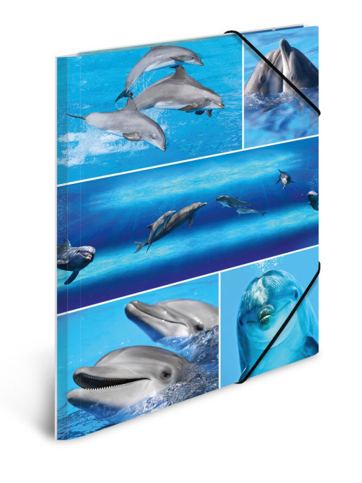 фото Папка картон а4 на резинке - дельфины herma