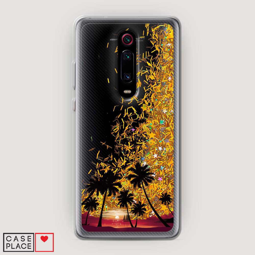 

Жидкий чехол с блестками "Закат и пальмы" на Xiaomi Redmi K20 Pro, 35690-1