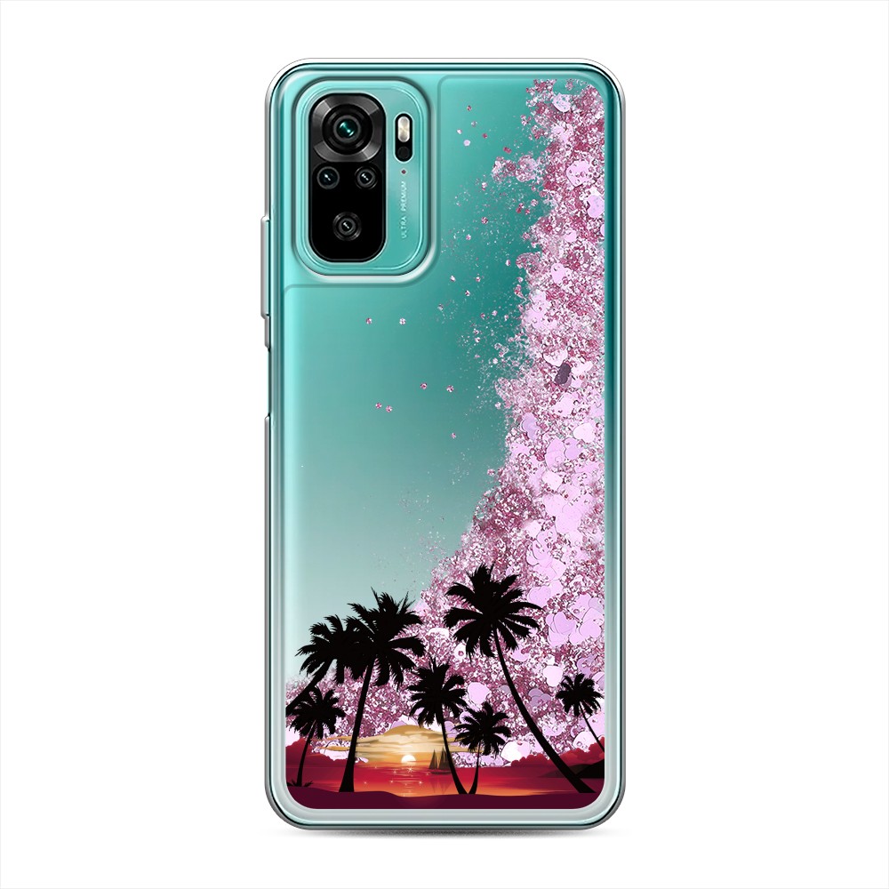 

Жидкий чехол с блестками "Закат и пальмы" на Xiaomi Redmi Note 10