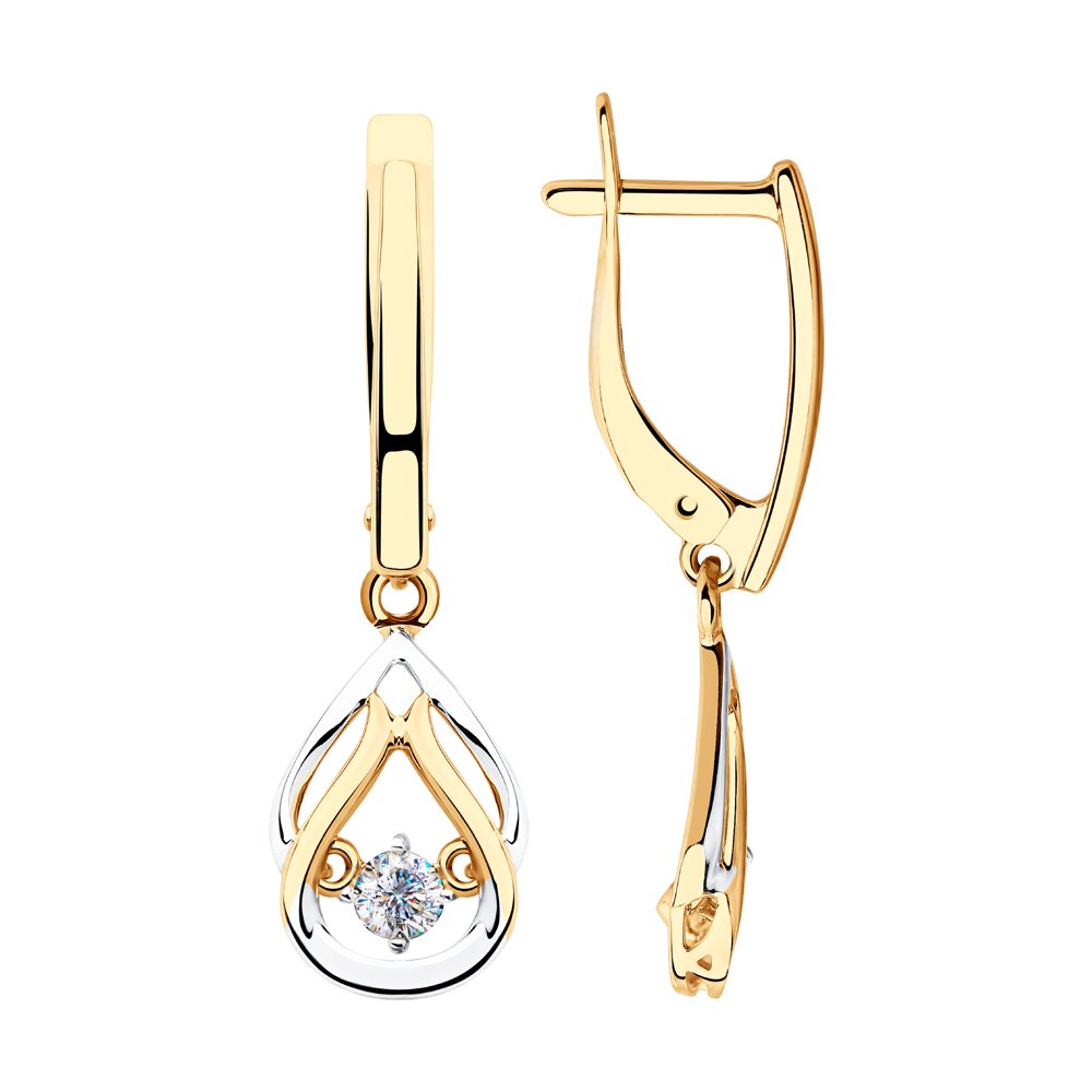 

Серьги подвески из красного золота SOKOLOV 028195, фианит, 028195