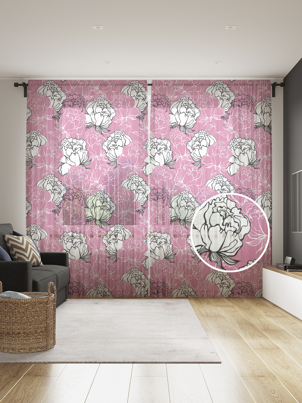 

Фототюль JoyArty "Полотно бутонов роз", 145x265см, 2 полотна, лента, 50 крючков, Полотно бутонов роз