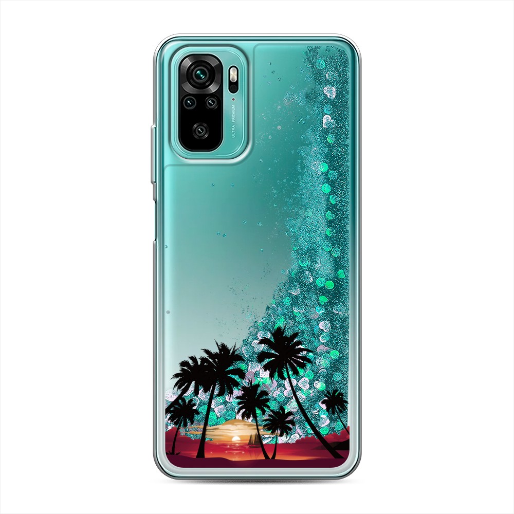 

Жидкий чехол с блестками "Закат и пальмы" на Xiaomi Redmi Note 10S