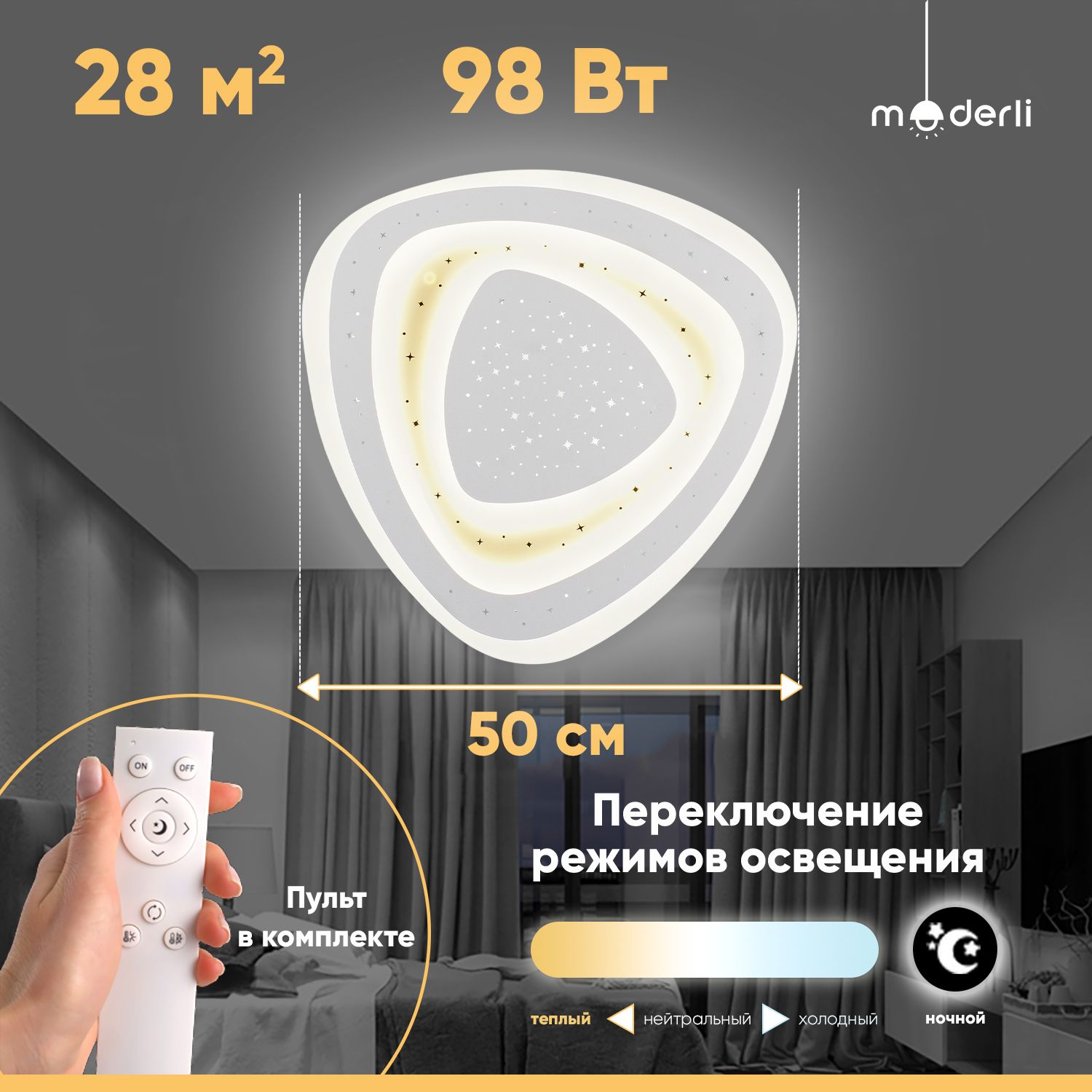 

Светильник потолочный светодиодный Moderli V1091-CL Ameli LED*125W