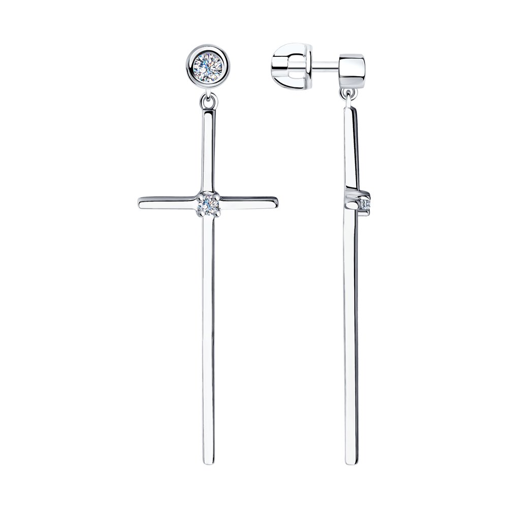 

Серьги подвески из серебра SKLV 94023768, фианит, 94023768
