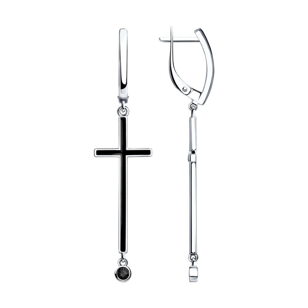 

Серьги подвески из серебра SKLV 94023795, фианит/эмаль, 94023795
