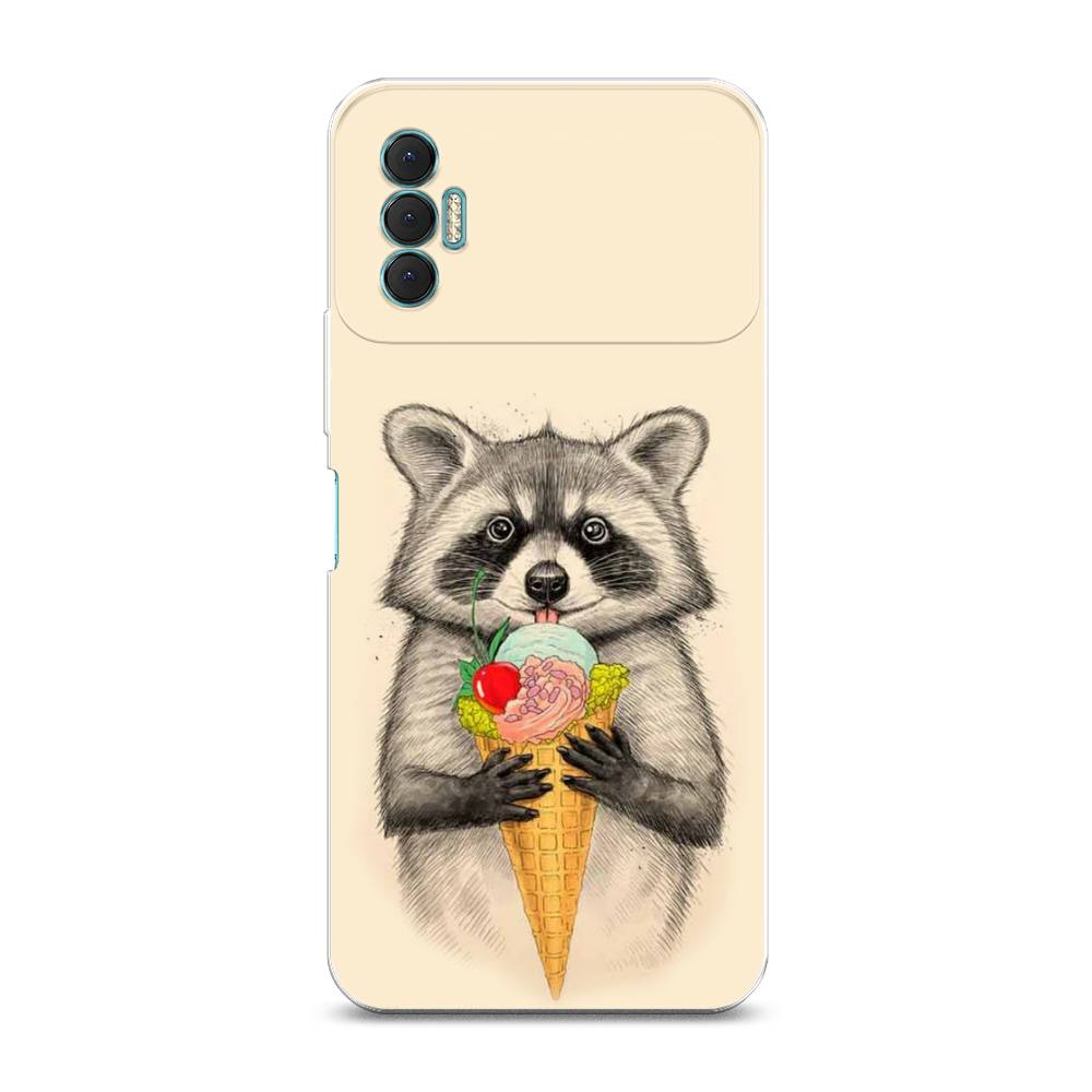 

Чехол Awog на Tecno Spark 8P "Енот с мороженым", Разноцветный, 301450-10