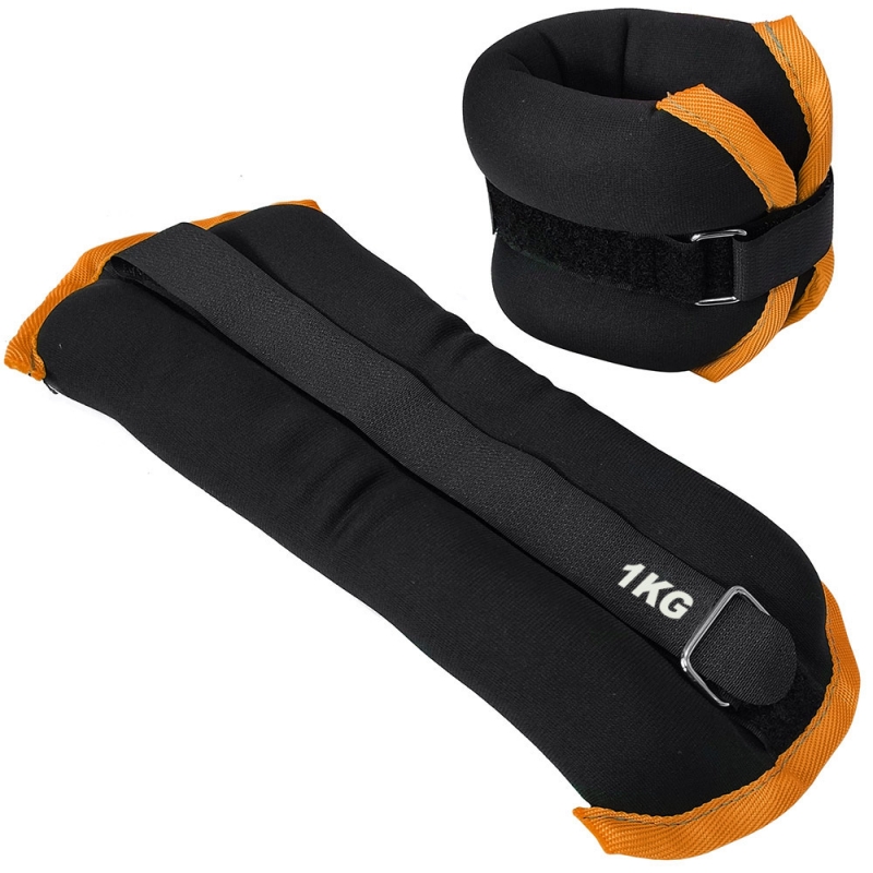 Утяжелители ALT Sport 2х1,0кг в сумке черный с оранжевой окантовкой Спортекс HKAW101-C