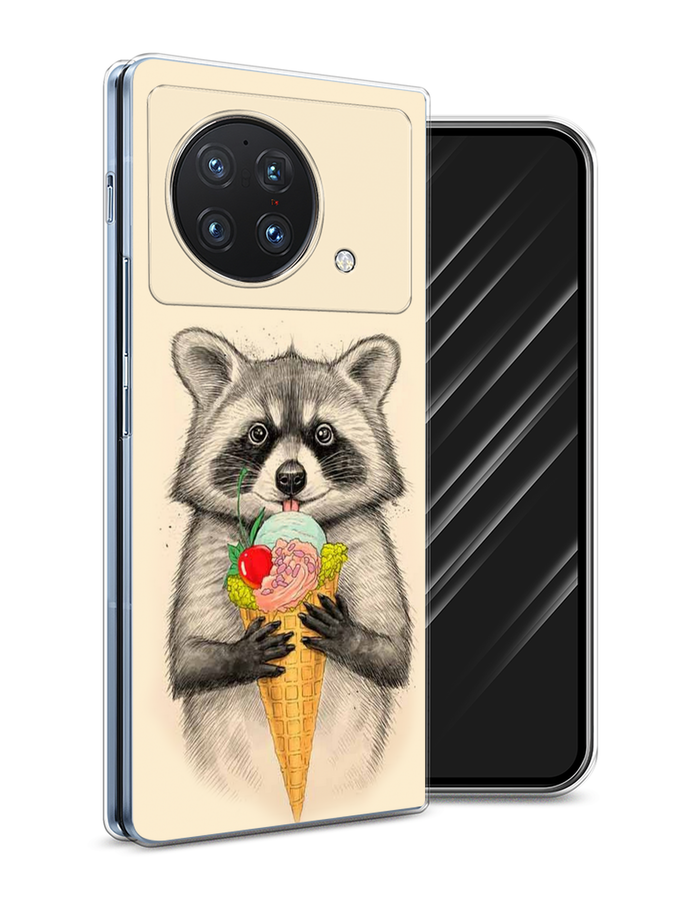 

Чехол Awog на Vivo X Fold "Енот с мороженым", Разноцветный, 266750-10