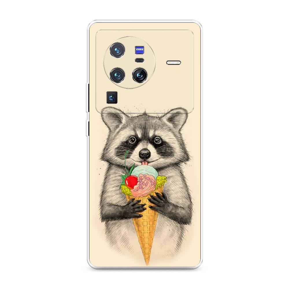 

Чехол Awog на Vivo X80 Pro "Енот с мороженым", Разноцветный, 266650-10