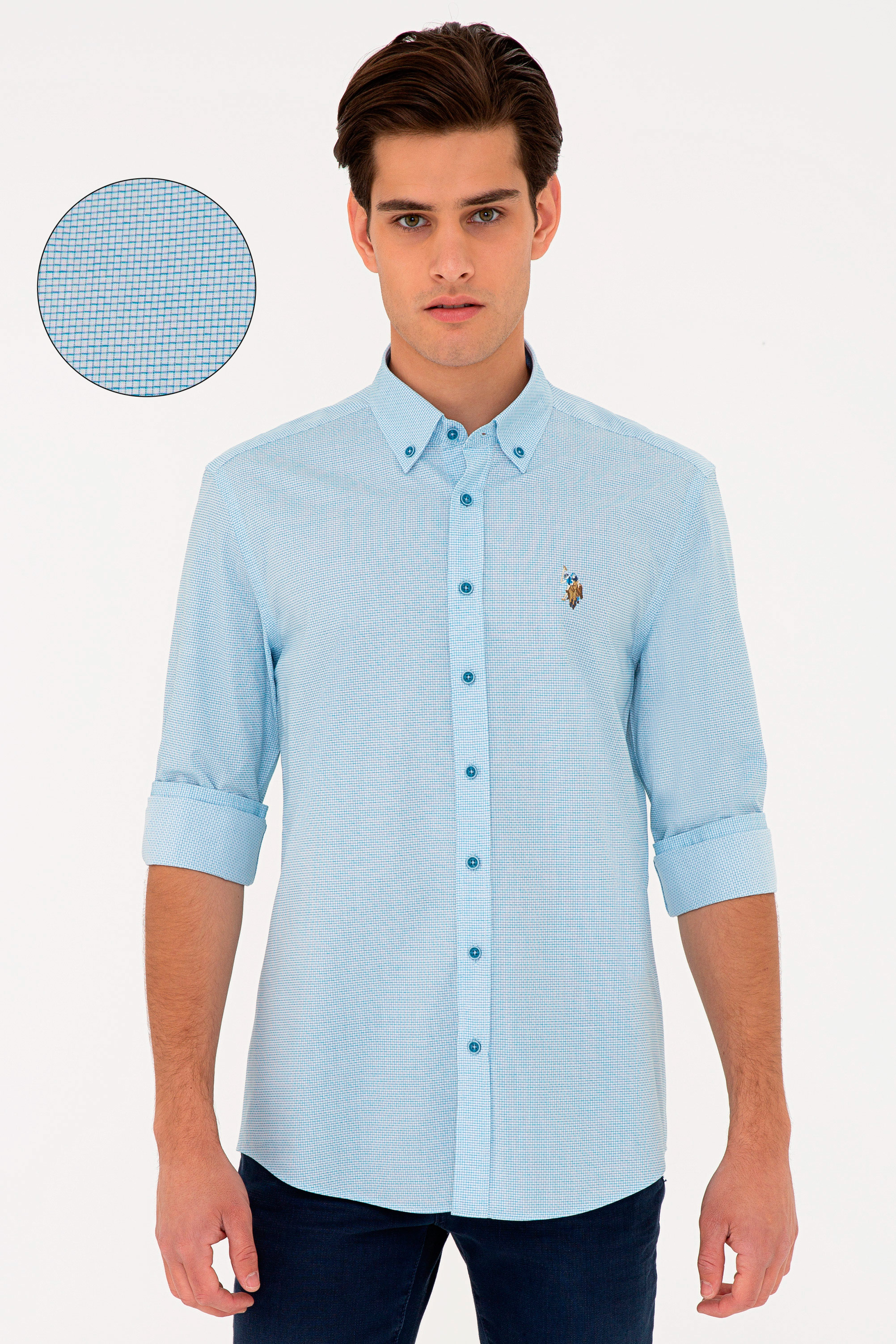 

Рубашка мужская U.S. POLO Assn. G081SZ0040TILES голубая 2XL, Голубой, G081SZ0040TILES