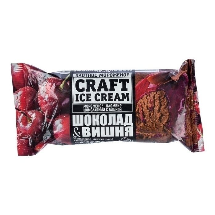 Мороженое пломбир Craft Ice Cream эскимо шоколад-вишня БЗМЖ 80 г