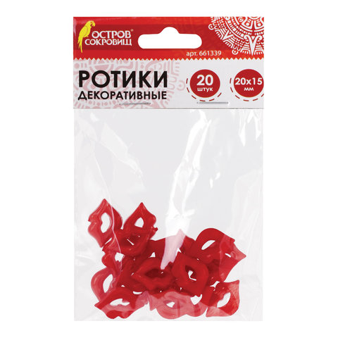 Ротики декоративные для творчества Губки, 20х15 мм, 20 шт., красные, ОСТРОВ СОКРОВИЩ 100058551858 красный