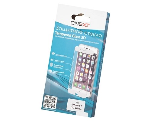 

ONEXT для Apple iPhone 8 3D White Frame Защитное стекло, для Apple iPhone 8 3D White Frame