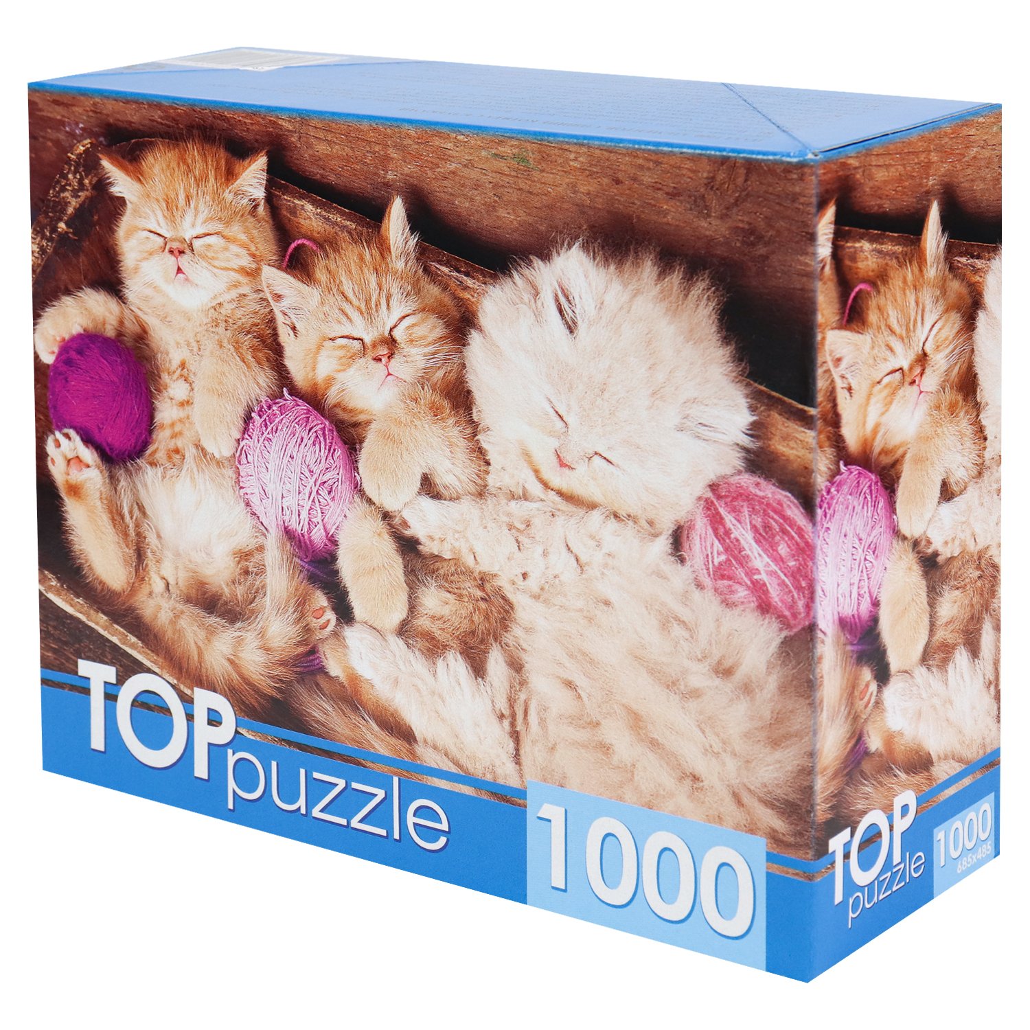 фото Пазлы toppuzzle спящие котята с клубками, 1000 элементов гитп1000-4140