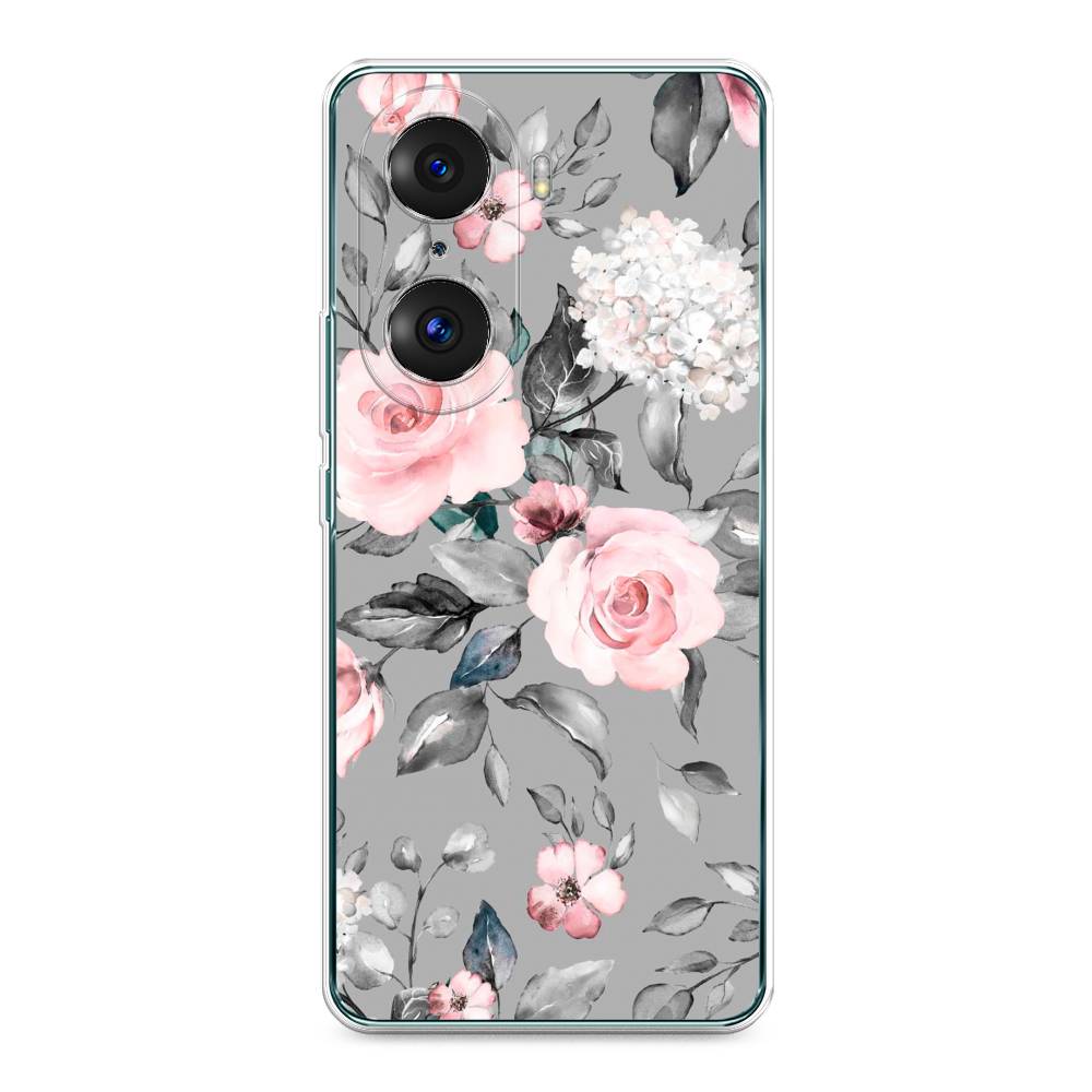 фото Чехол awog "розы на сером" для honor 60 pro