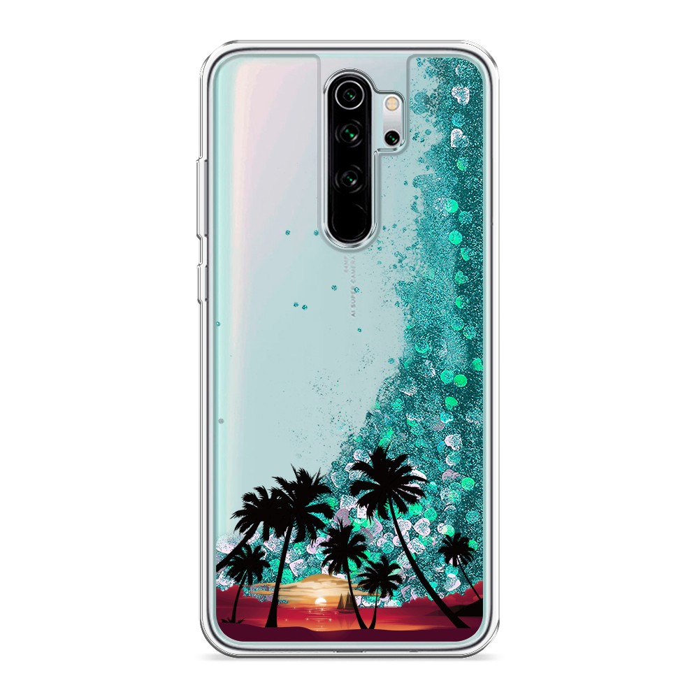 

Жидкий чехол с блестками "Закат и пальмы" на Xiaomi Redmi Note 8 Pro, 36695-1