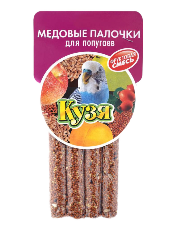 фото Лакомство для попугаев кузя, фруктовая смесь 4 шт