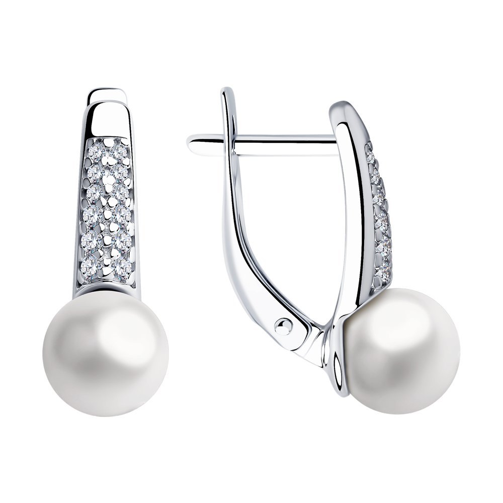 

Серьги из серебра SOKOLOV 94023485, жемчуг искусственный/фианит, 94023485
