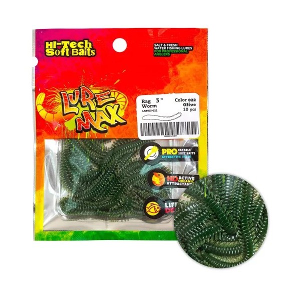 

Приманка Lure Max Rag Worm Olive 7см, Зеленый, Rag Worm