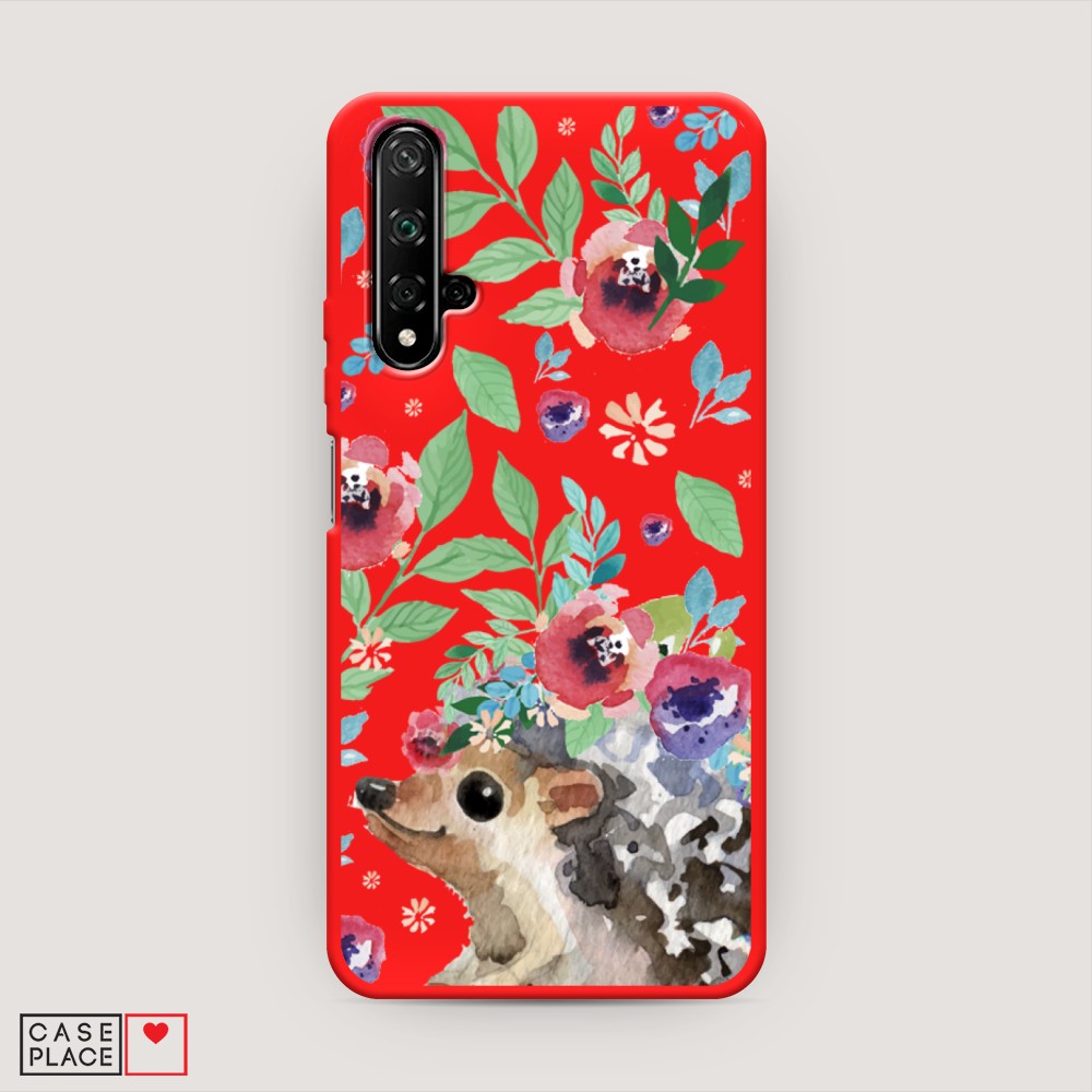 

Чехол Awog на Huawei Nova 5T "Ежик в цветах акварель", Разноцветный, 610553-1