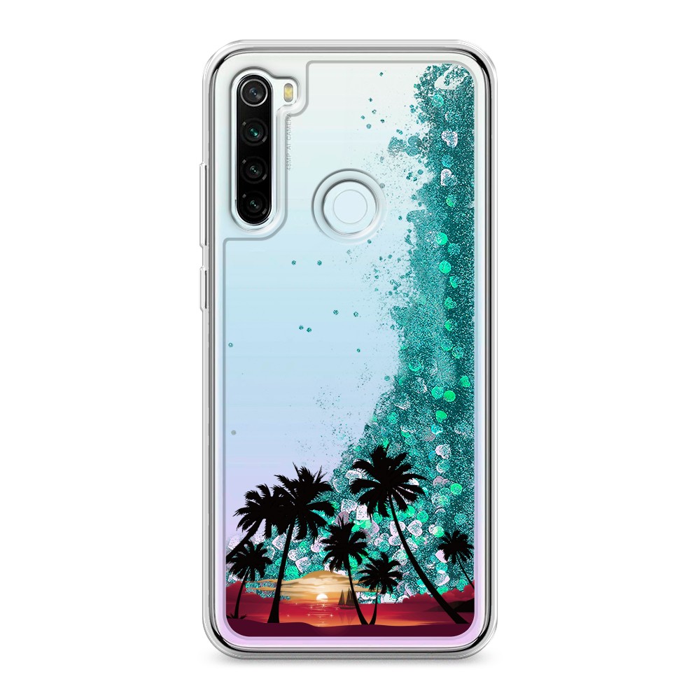 

Жидкий чехол с блестками "Закат и пальмы" на Xiaomi Redmi Note 8T