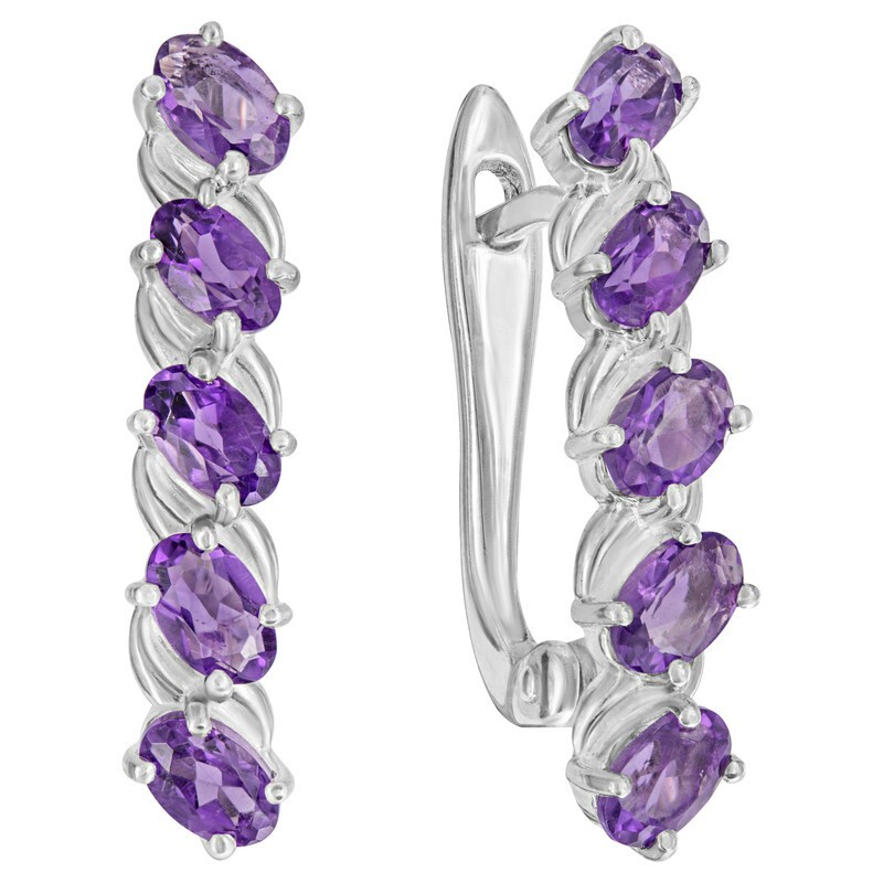 Серьги из серебра с аметистом LAZURIT-ONLINE 8514AG