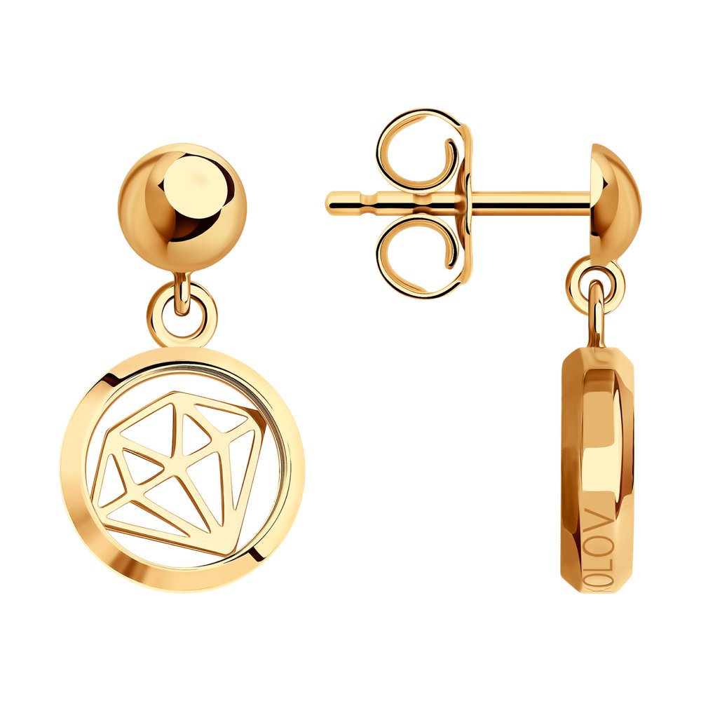 

Серьги подвески из красного золота SOKOLOV 029580, стекло, 029580
