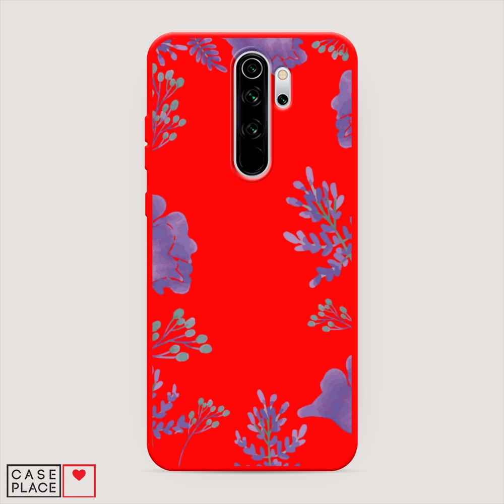 фото Матовый силиконовый чехол "сиреневая цветочная рамка" на xiaomi redmi note 8 pro awog