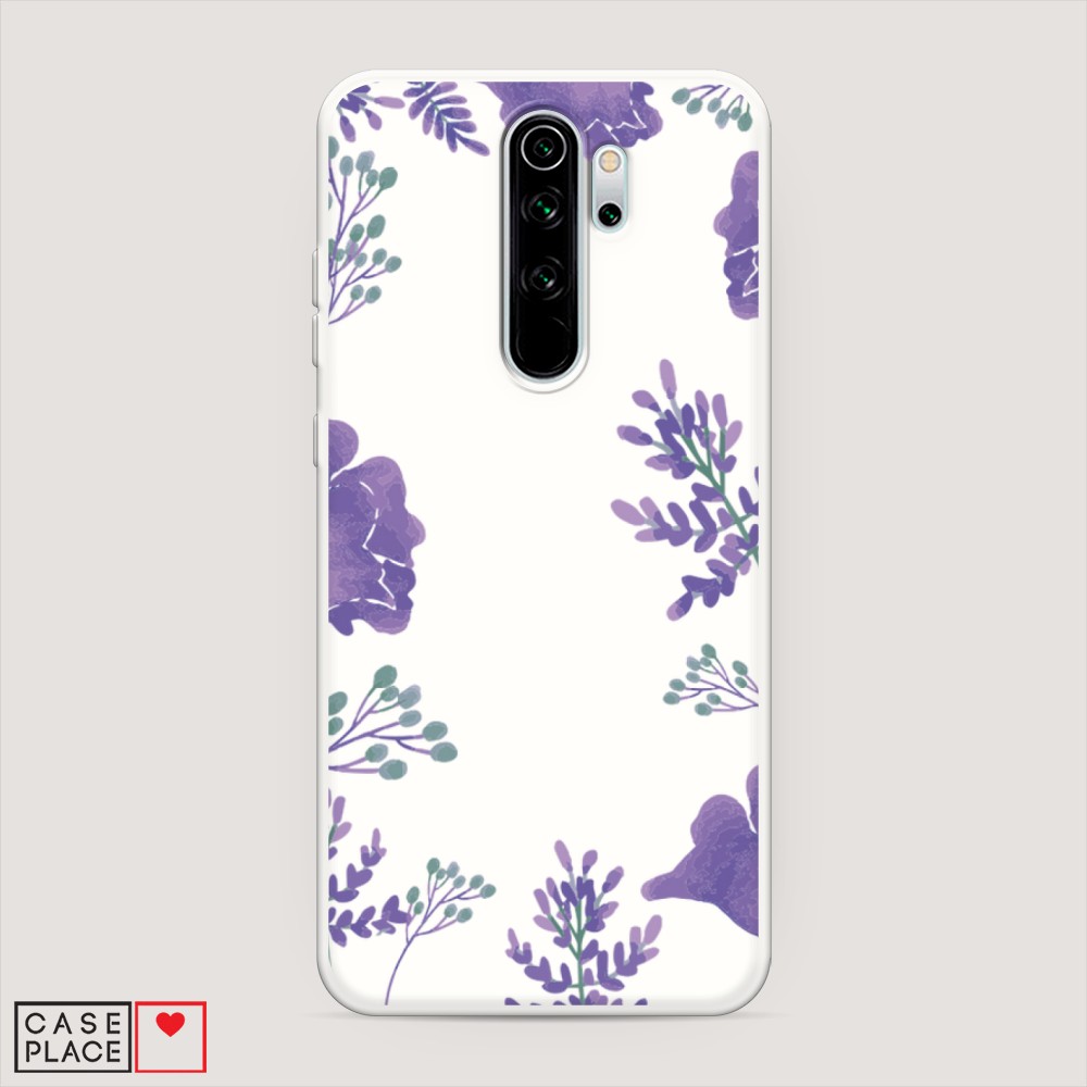 

Матовый силиконовый чехол "Сиреневая цветочная рамка" на Xiaomi Redmi Note 8 Pro