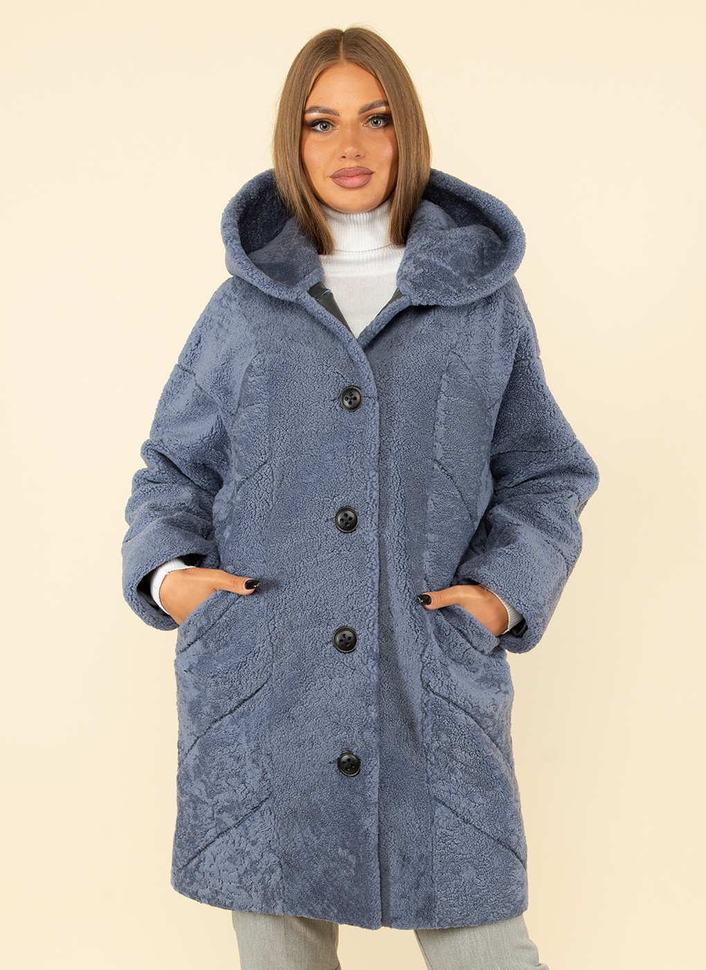 

Пальто женское Alfafur 55535 синее 50 RU, 55535