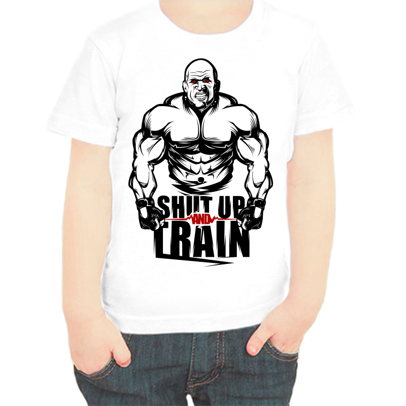 

Футболка мальчику белая 30 р-р shut up and train, Белый, fdm_shut_up