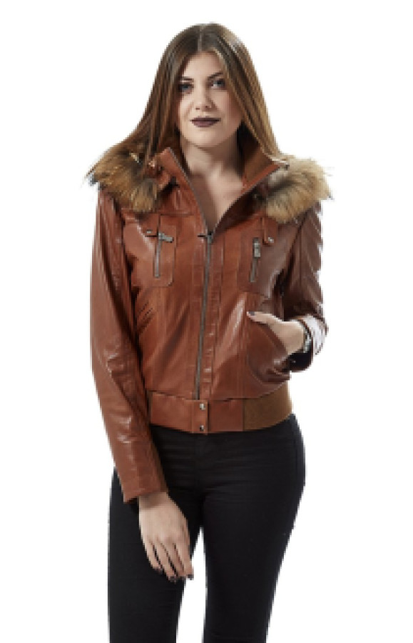 Кожаная куртка женская Hodore H39-1010T коричневая L (доставка из-за рубежа)