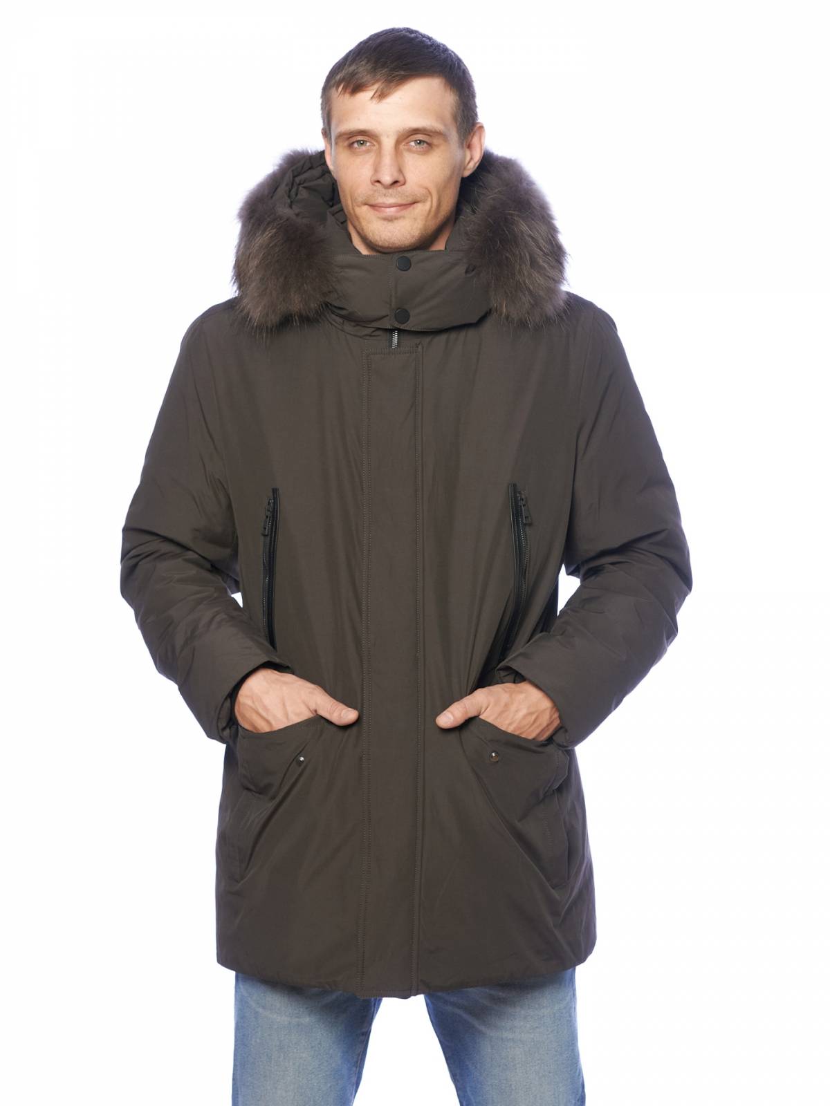 Зимняя куртка мужская Clasna 3577 коричневая 54 RU