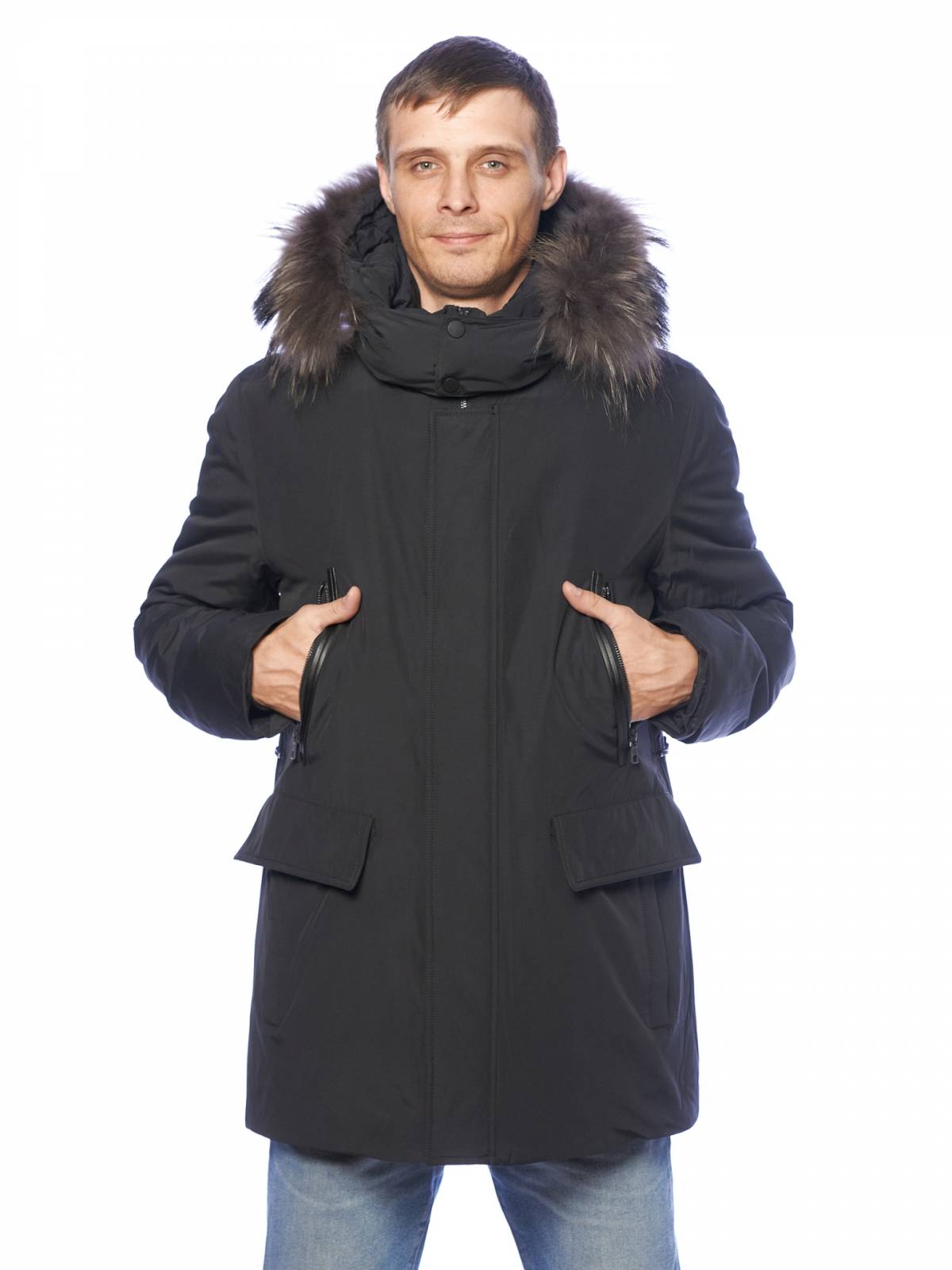 Зимняя куртка мужская Clasna 3577 черная 46 RU