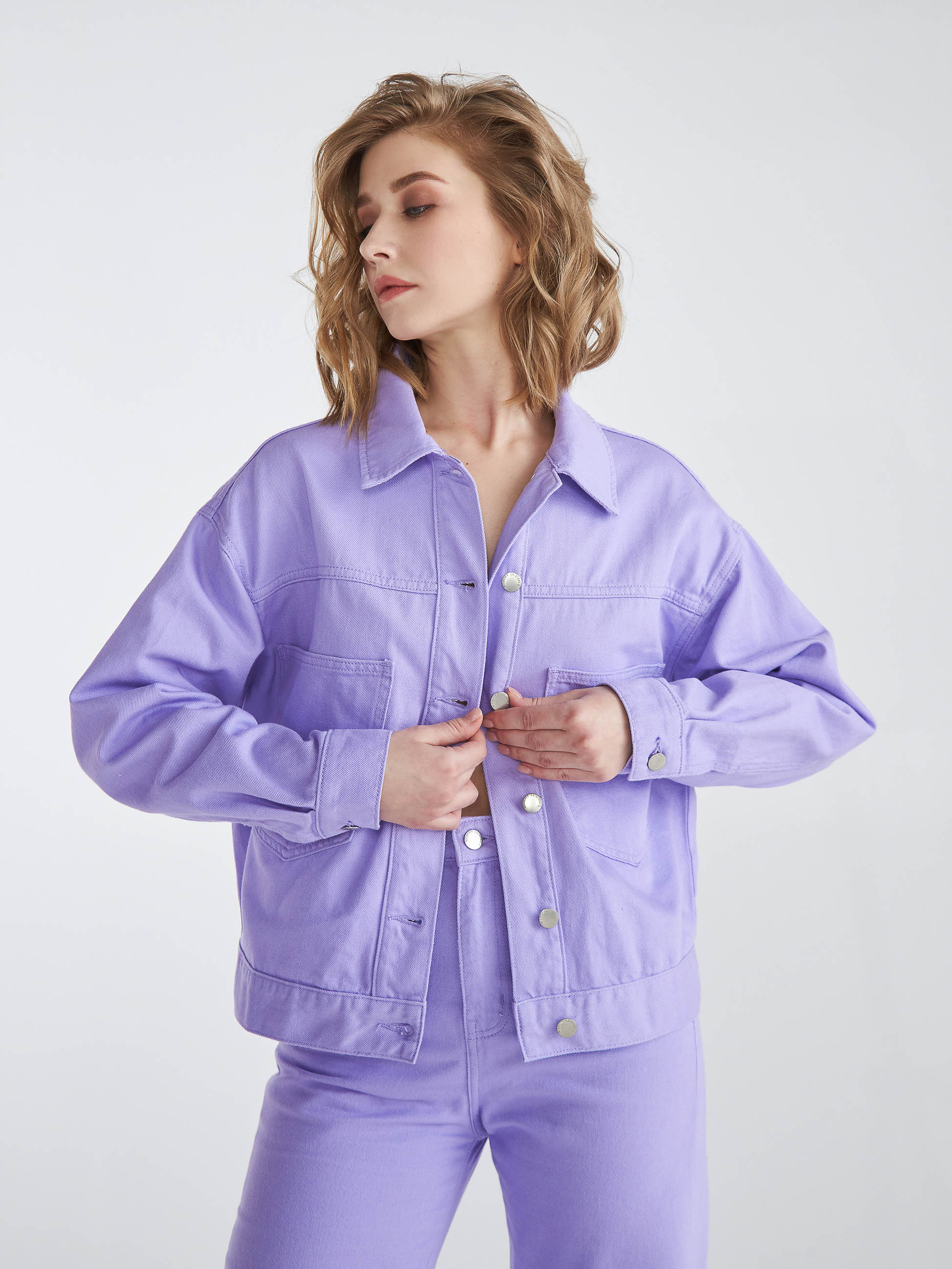 Джинсовая куртка женская Velocity LJCK068 фиолетовая L