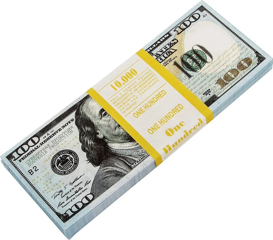 Сувенирные деньги пачка 100 долларов деньги шуточные 1000 долларов европодвес ad0000121 10 шт