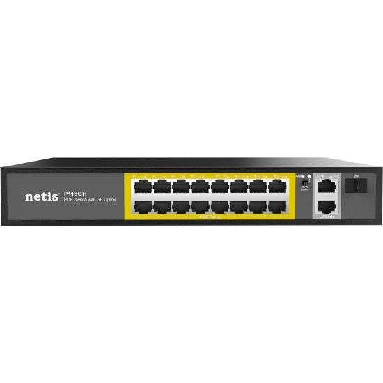 

Коммутатор NETIS 16PORT 10/100M 16POE+2XGE+SFP P116GH, P116GH