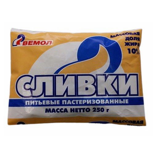 

Сливки Вемол питьевые пастеризованные 10% 250 г