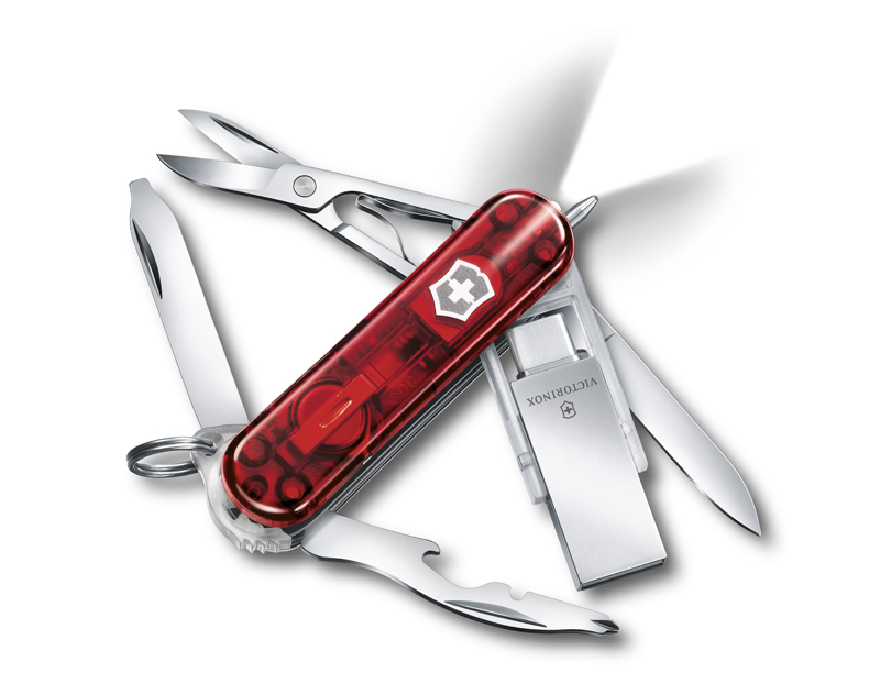 

Нож-брелок Victorinox Midnight Manager@work, USB 16 Гб, 58 мм, 10 функций, красный