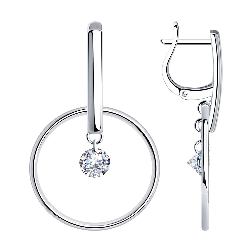 

Серьги подвески из серебра SOKOLOV 94024398, фианит, 94024398