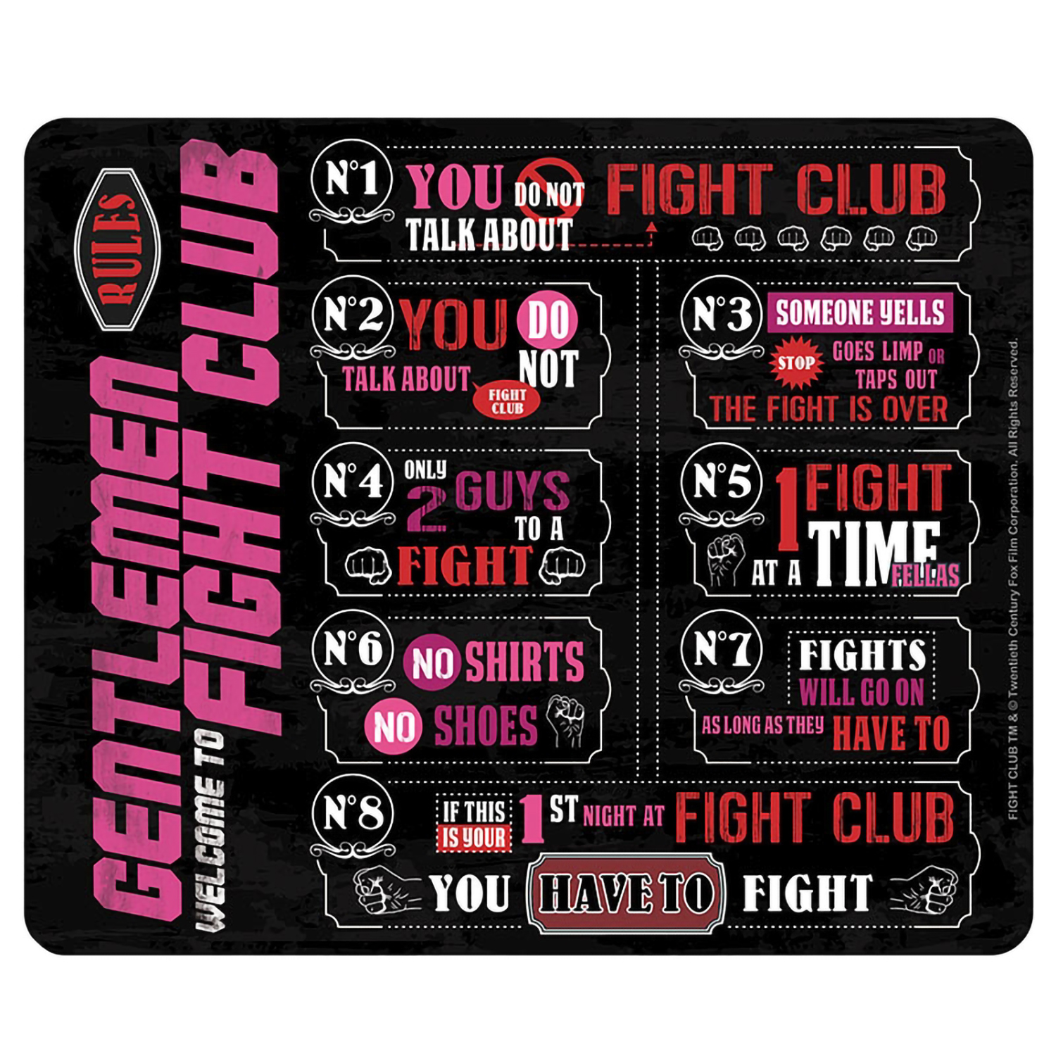 Коврик для мыши Fight Club Mousepad Fight Club Rules* ABYACC307