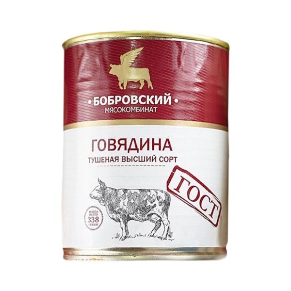 

Говядина тушеная Бобровский мясокомбинат в собственном соку 325 г