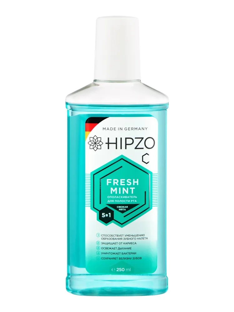 Ополаскиватель Hipzo Fresh Mint для полости рта свежая мята, 250 мл