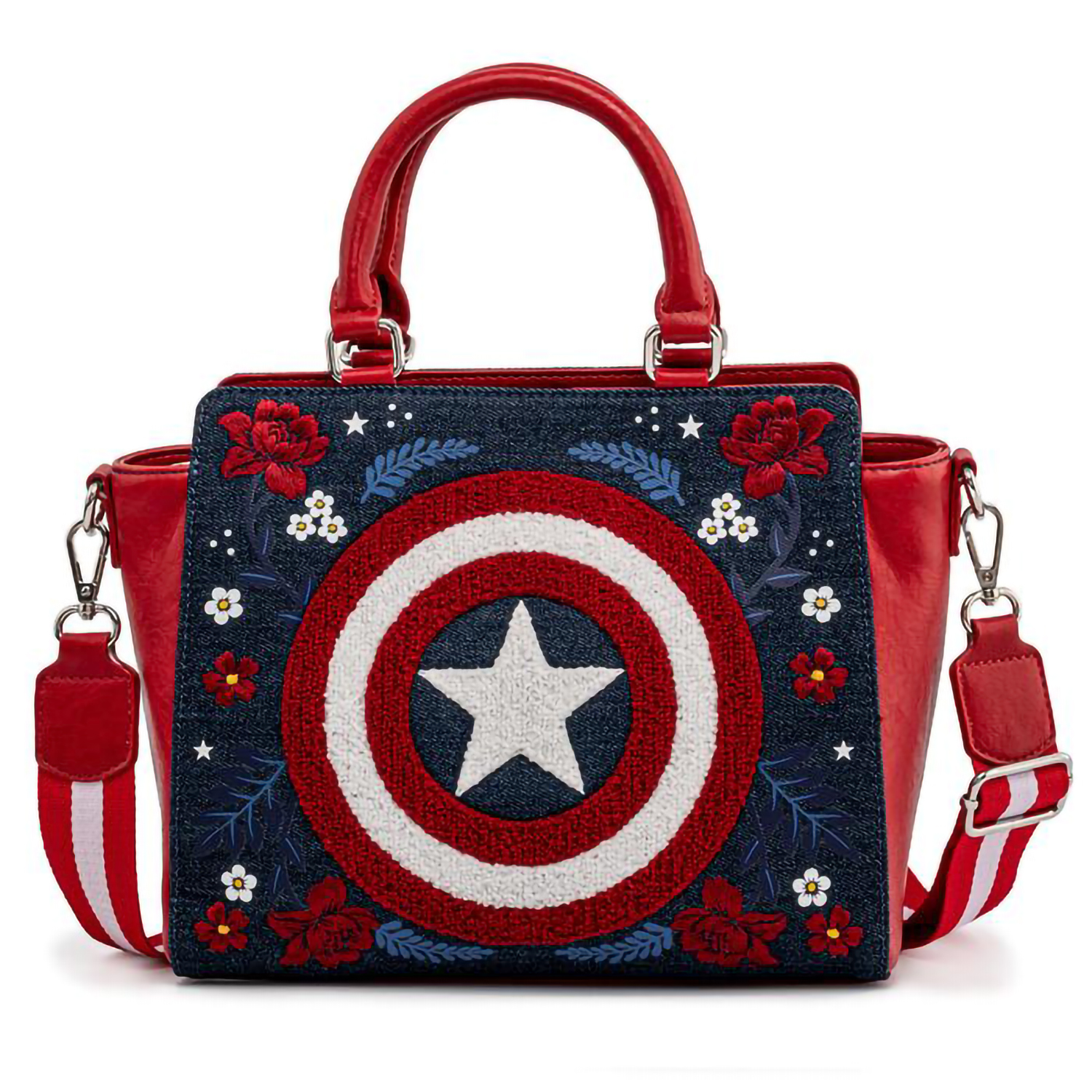 фото Сумка loungefly marvel captain america 80th anniversary floral sheild crossbody bag