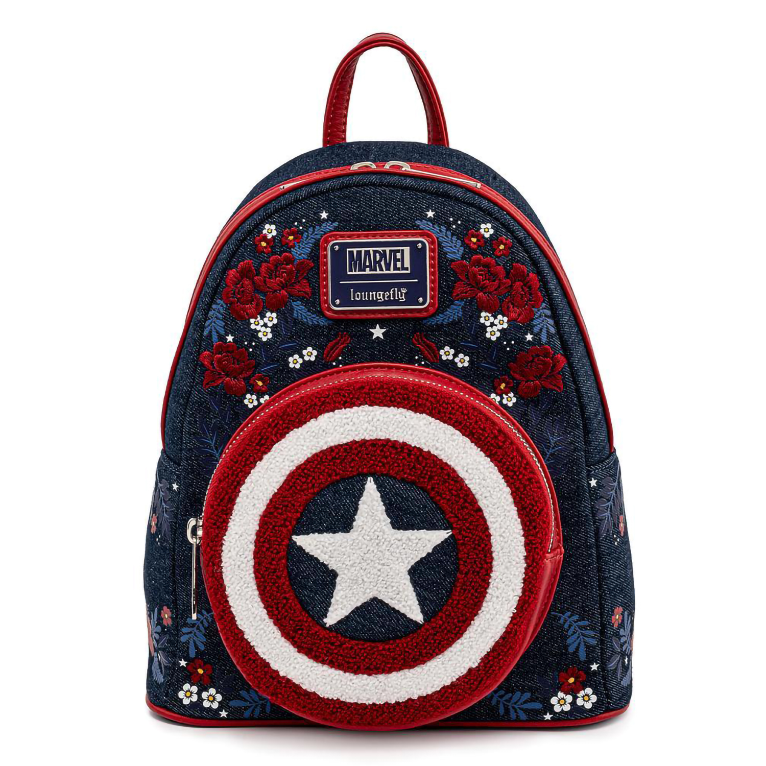 фото Рюкзак loungefly marvel captain america 80th anniversary floral sheild mini backpack
